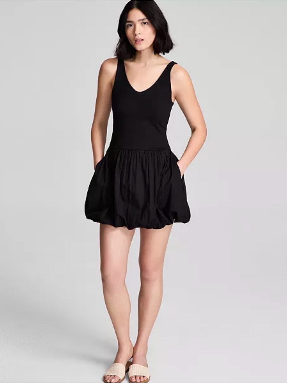 Black Sleeveless Bubble Hem Dress - Brand Unknown